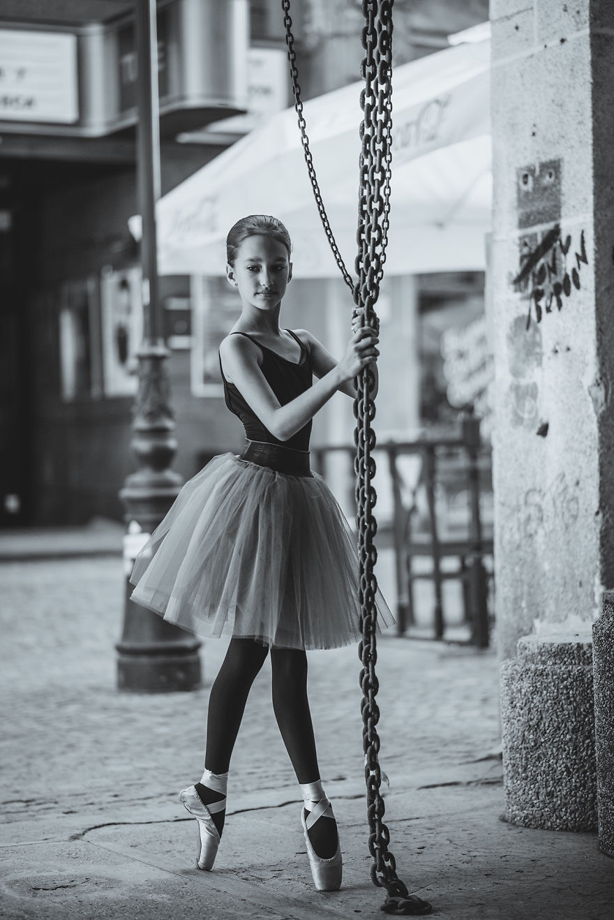 Little Ballerina Shows Her Grace In The Streets Of Bucharest, Romania