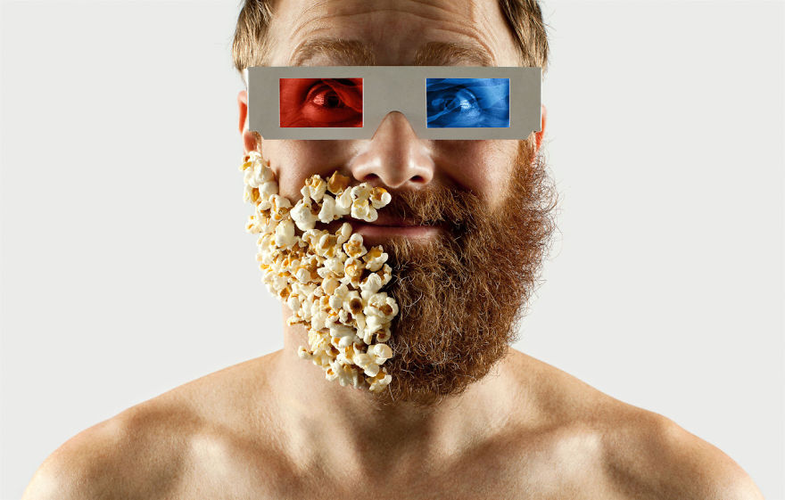 Artist Completes His Half-shaved Hipster Beard With Random Objects