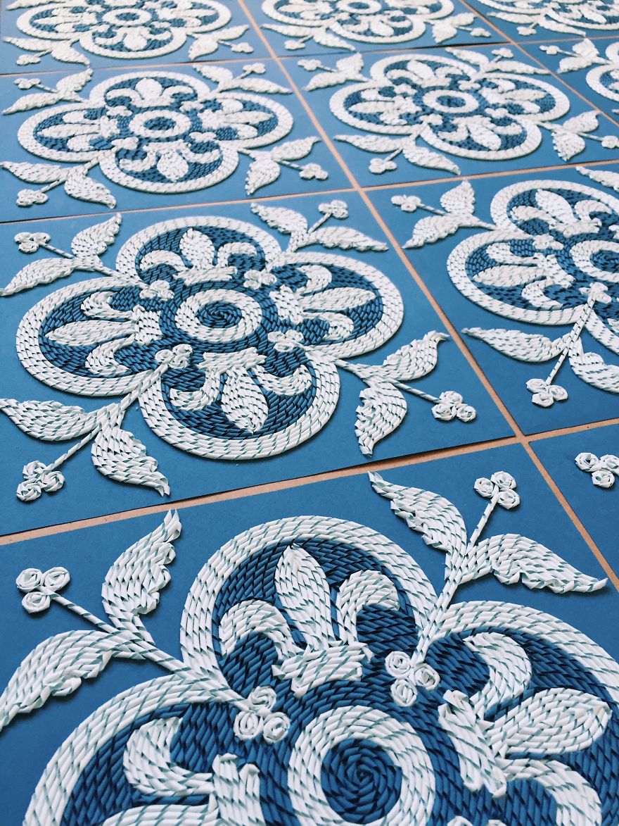 I Hand Cut Thousands Of Paper Strips To Make Paper Carpets