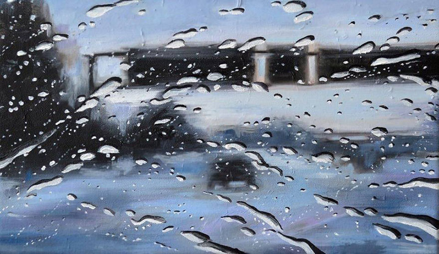 Rainscapes: My Rainy Windshield Paintings On Canvas