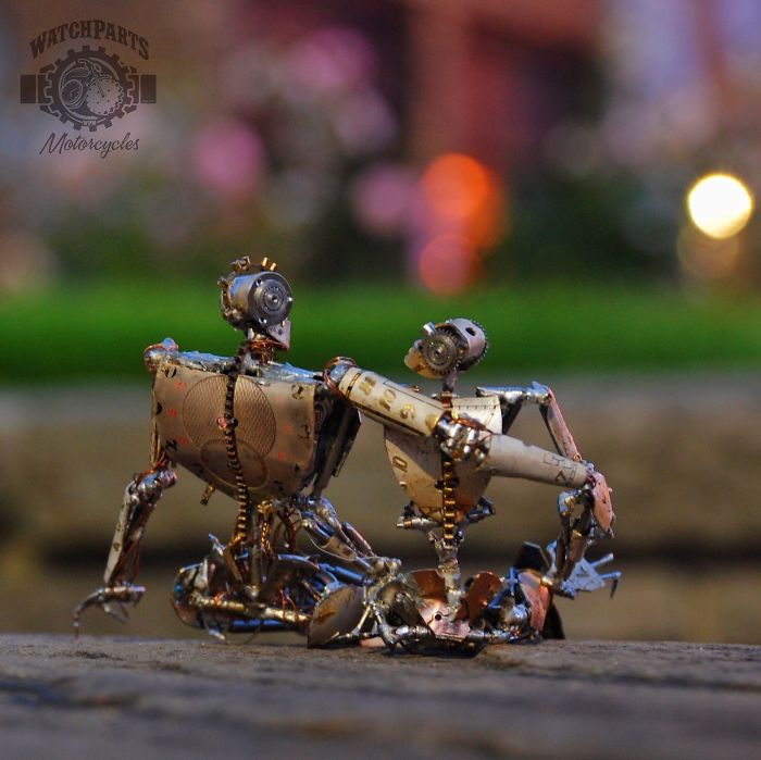 Robotic Family Made Out Of Watch Parts Has A Summer Vacation
