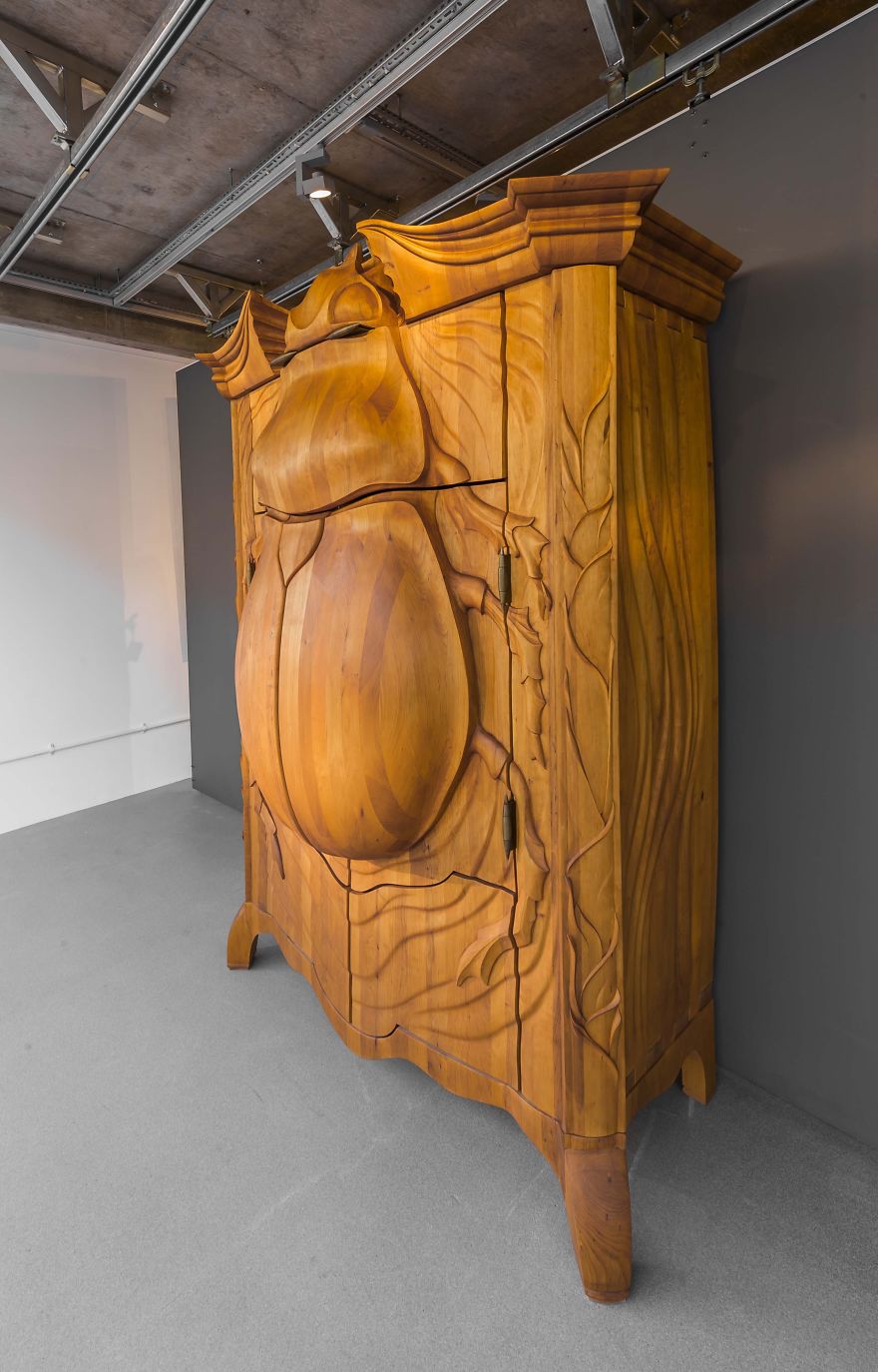 Latvian Artist Carves Wood Cabinet In Shape Of Giant Beetle
