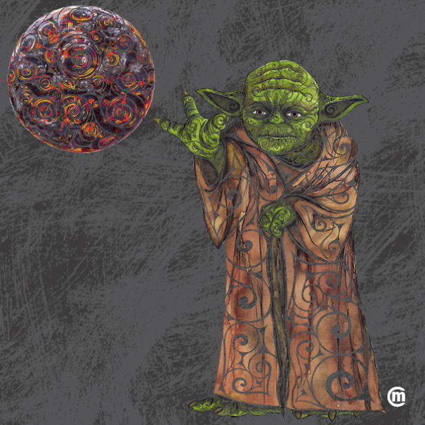 I Illustrated A Swirly Yoda With Different Art Tools