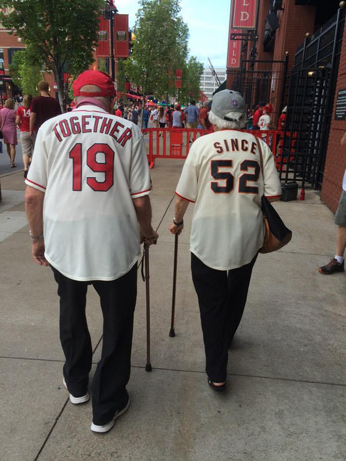 Elderly Couple Married For 63 Years Wear Adorable Rival Jerseys To Baseball Game
