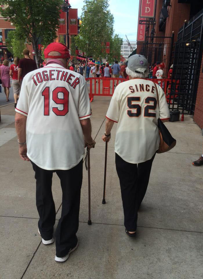 Elderly Couple Married For 63 Years Wear Adorable Rival Jerseys To Baseball Game