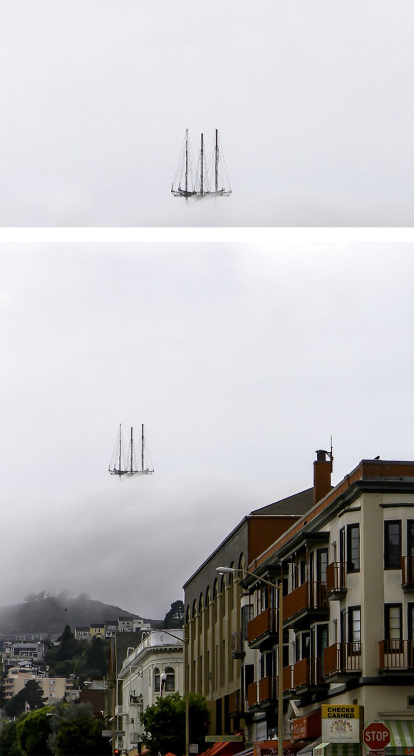 This Picture Of Sutro Tower In San Francisco Makes It Look Like The Top Of A Floating Ship