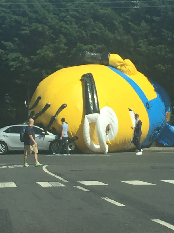Giant Minion Causes Traffic Chaos In Ireland