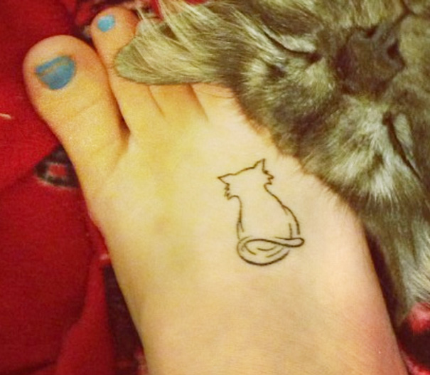 My Girlfriends Simple Cat Tattoo And Her Cat