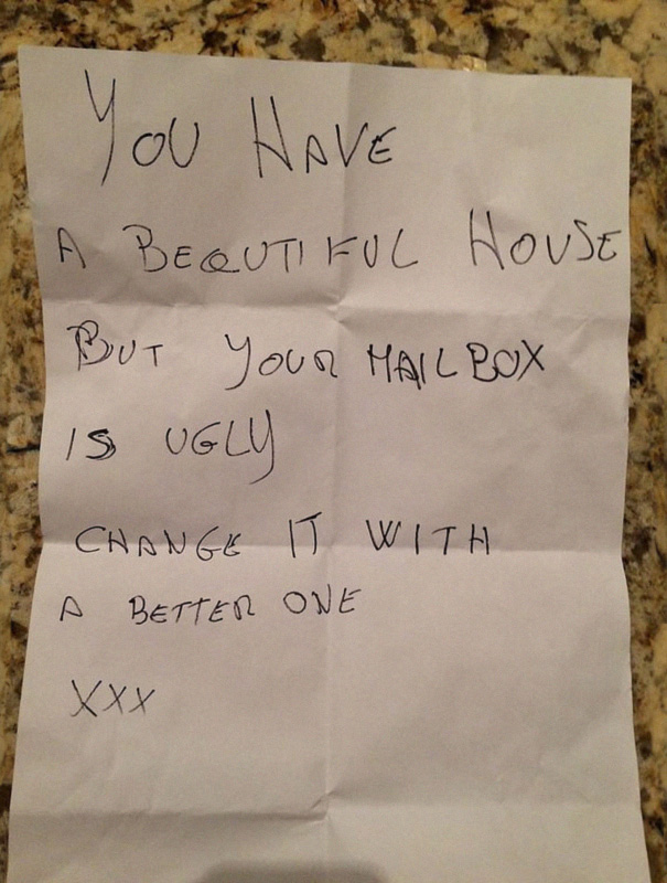This Note Was Left In Our Temporary Mailbox