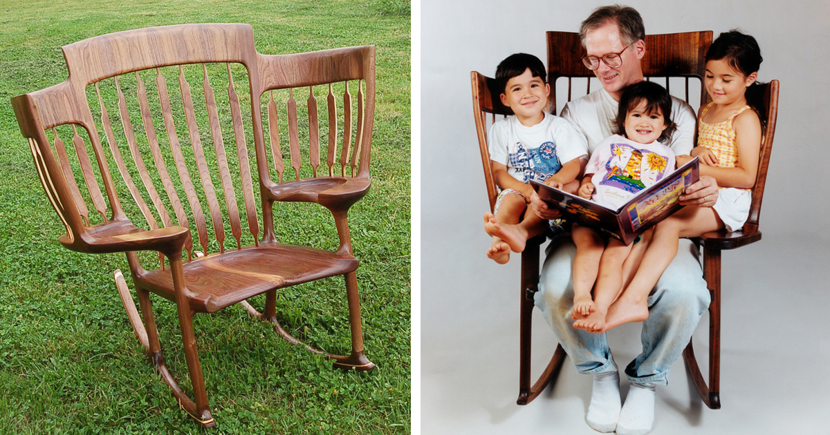 Dad Builds Triple Rocking Chair So He, Cool Kid Rocking Chairs