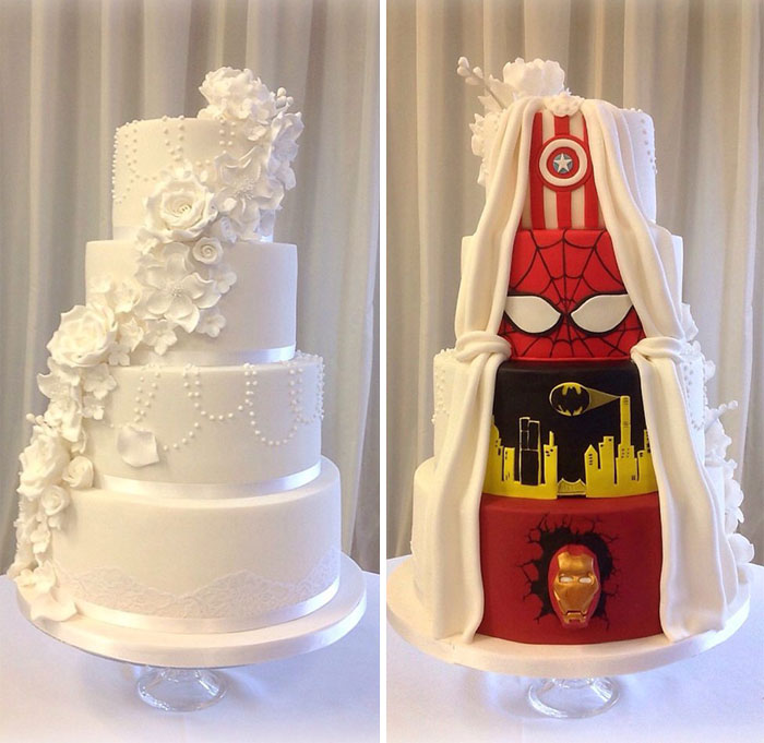 This Couple Had The Best Compromise And Went With A ‘Two-Face’ Wedding Cake