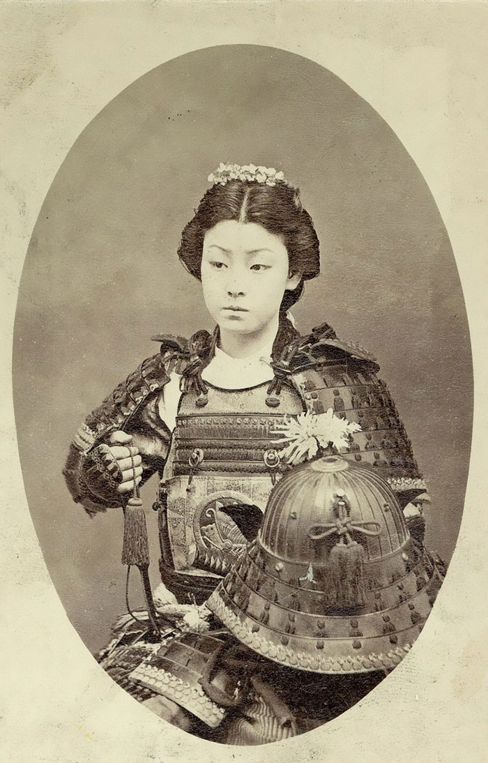 One Of The Onna-Bugeisha, Female Samurai Warrior Of The Upper Bushi (Samurai), Class In Feudal Japan (Late 1800's)