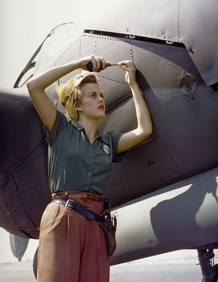 A Female Lockheed Employee Works On One In Burbank, California (1944)