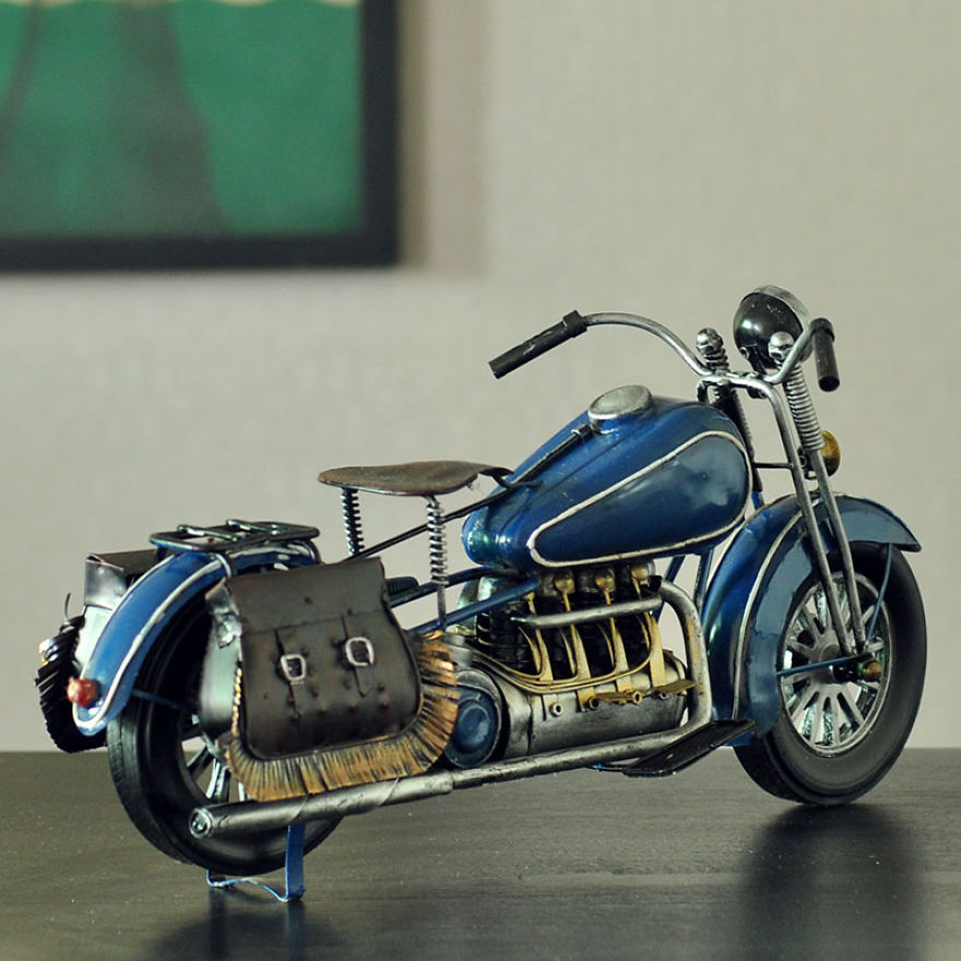 Handmade Antique Motorcycle Model Wwii Halley Davidson