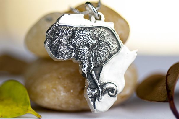 Elephant In Africa Sterling Silver Necklace