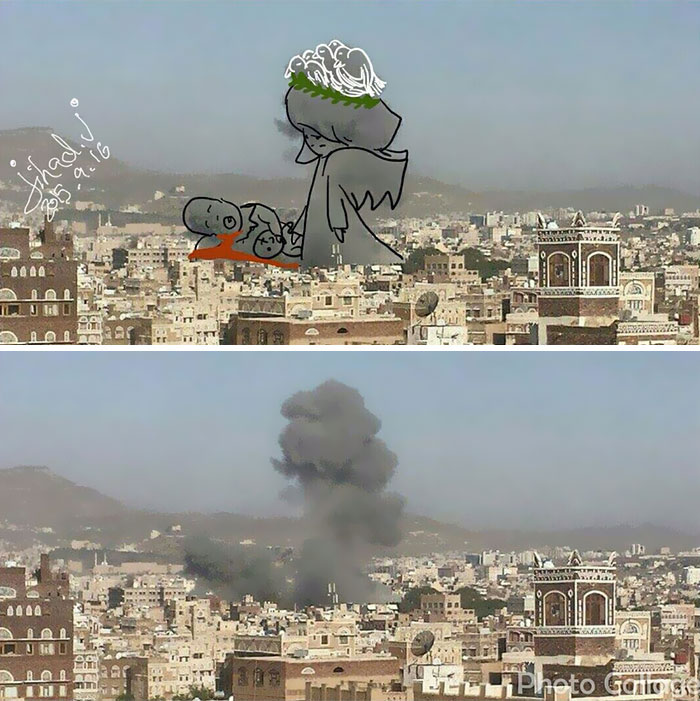 Yemeni Artists Turn Explosion Smoke Into Powerful Images