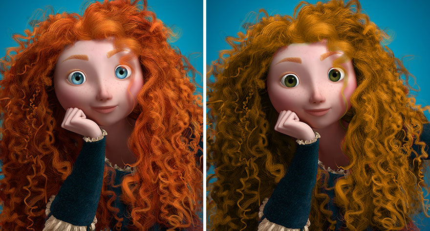I Changed Disney Princesses' Hair And Eye Colors