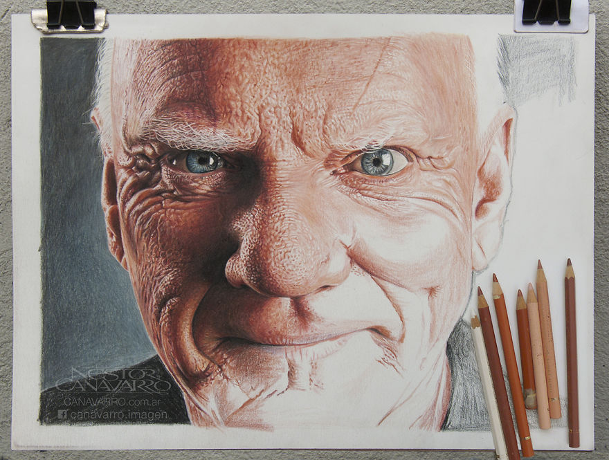 I Spent 50 Hours Drawing Malcolm Mcdowell’s Portrait With Color Pencils