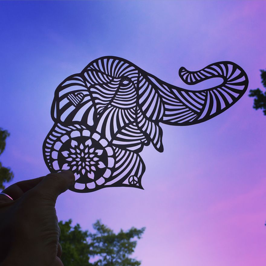 I Handcut Paper Animals And Use The Sky To Bring Them To Life