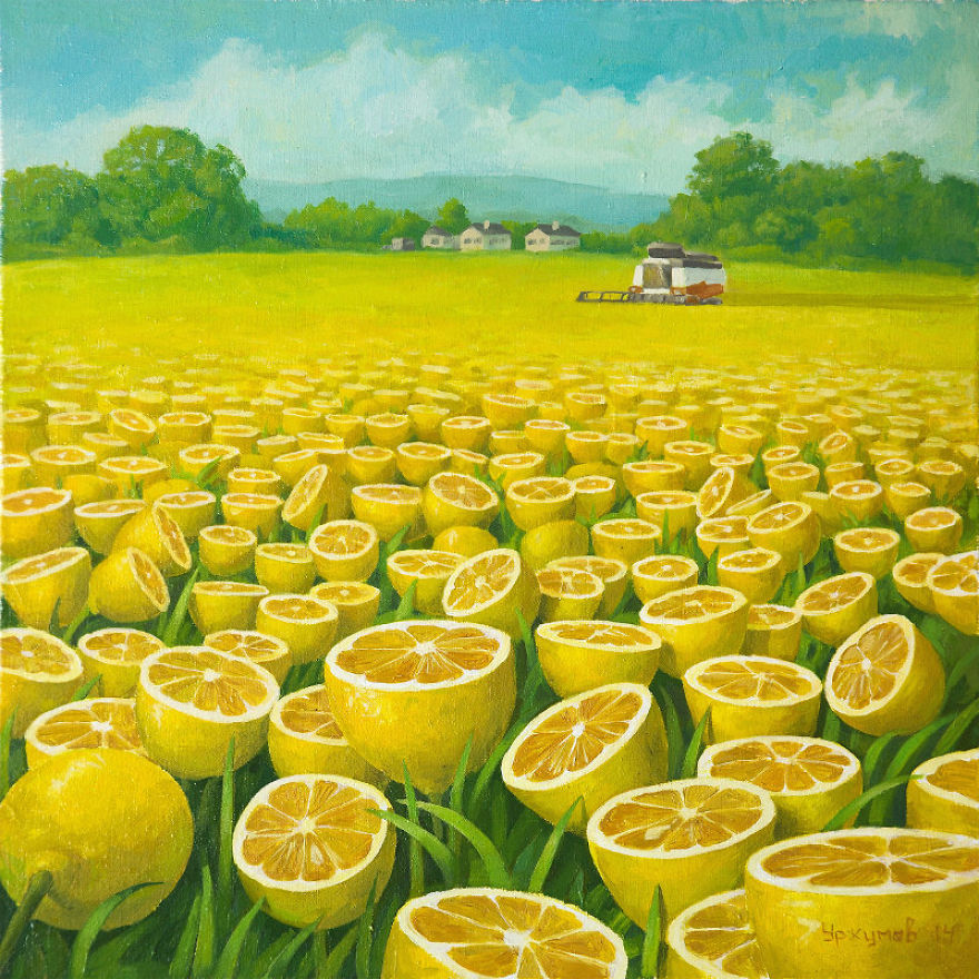 World Full Of Lemons By Surrealist Painter Vitaly Urzhumov