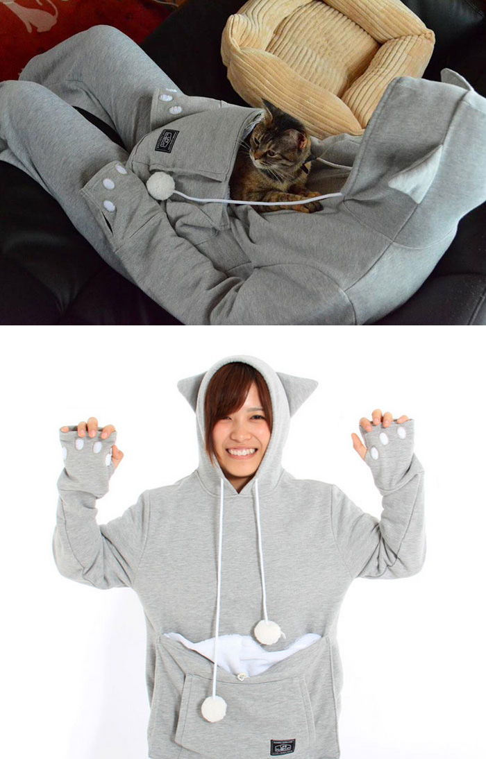 Cat Hoodie With Kangaroo Pouch