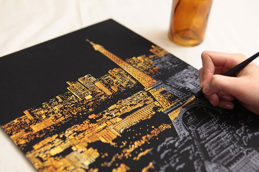 Coloring Book Alternative Lets You Scratch Off Surface To Reveal Beautiful Nightscapes