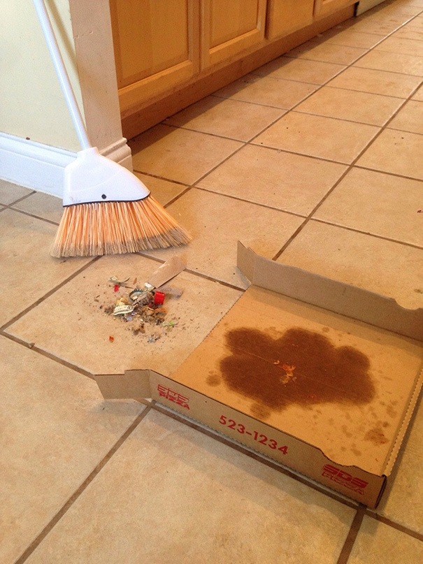 College Edition: When One Is Without A Dustpan, A Modified Pizza Box Will Work Fine