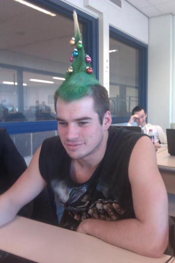 When You Don't Have Enough Money For Christmas Tree, You Can Create One From Your Hair