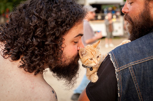 Biker Saves Badly Burned Kitten, Continues Cross-Country Trip With Him
