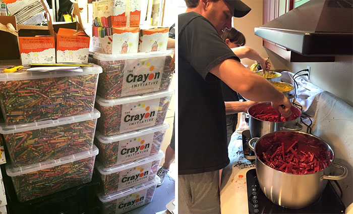 Dad Finds Brilliant Way To Reuse Leftover Crayons From Restaurants And Schools