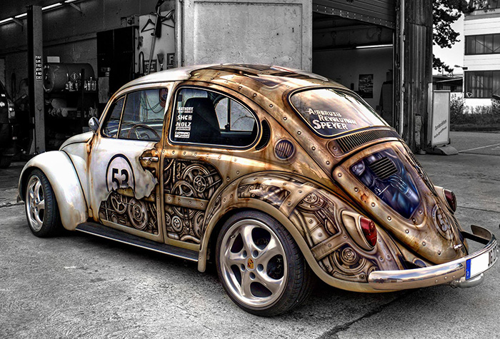 Steampunk Paint Job On A VW Beetle