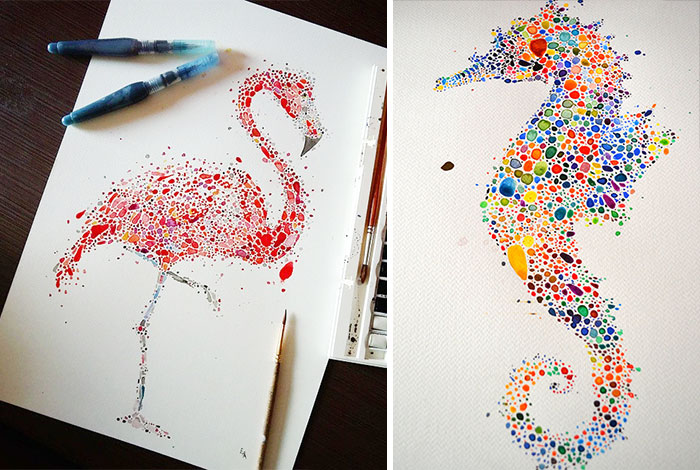 Dotted Animals That I Created From Hundreds Of Dots