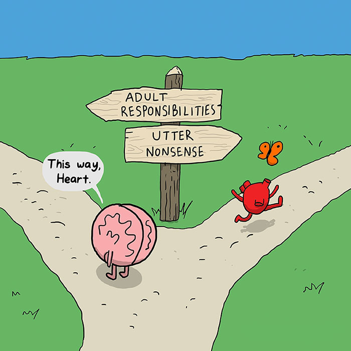 Heart Vs. Brain: Funny Webcomic Shows Constant Battle Between Our Intellect And Emotions