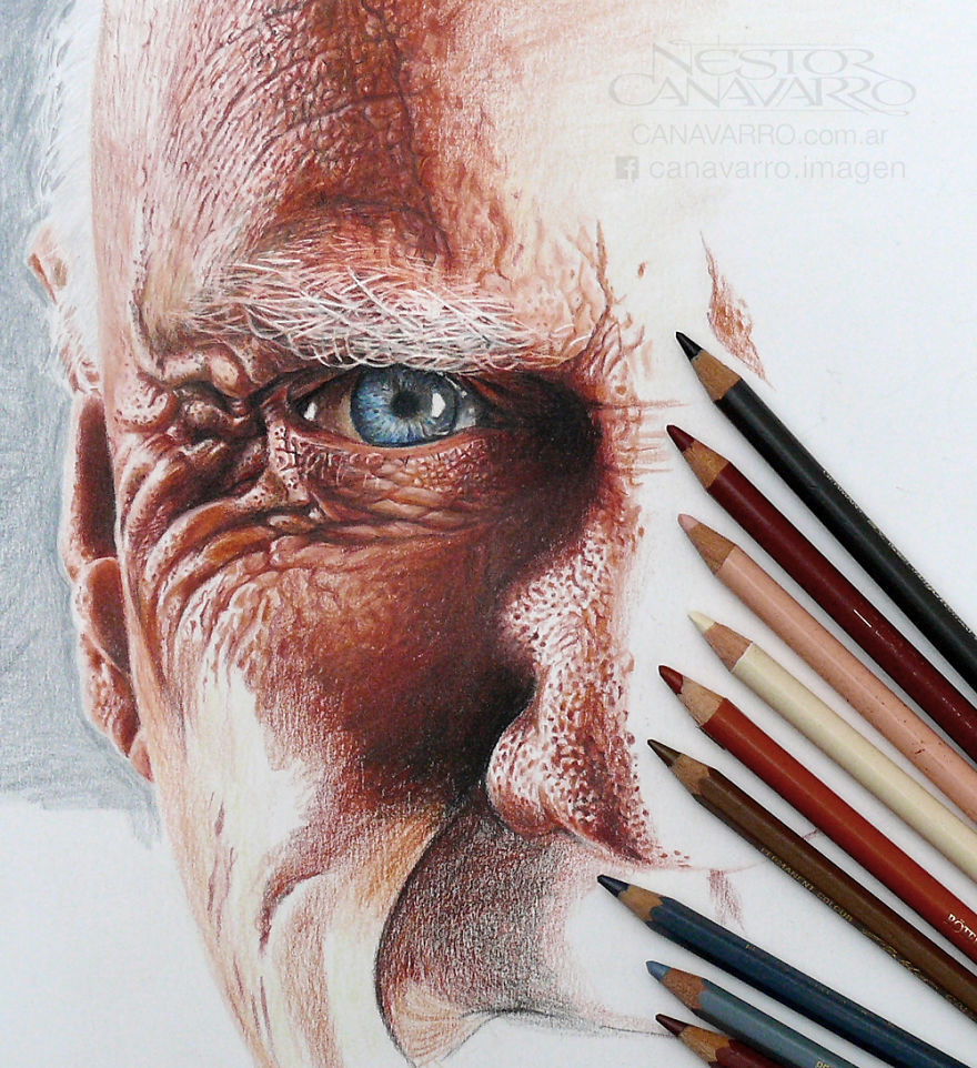 I Spent 50 Hours Drawing Malcolm Mcdowell’s Portrait With Color Pencils