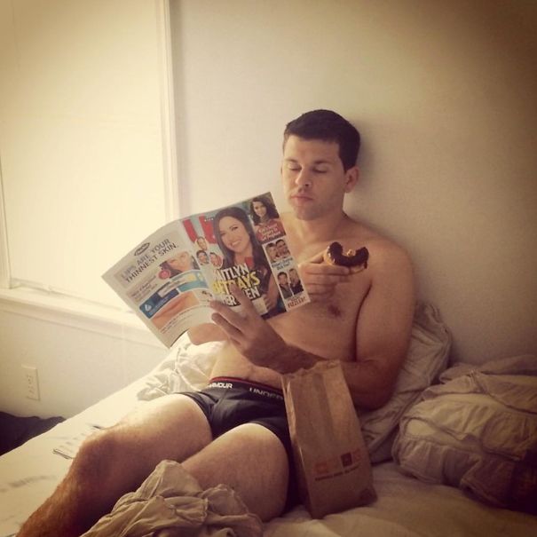 There's Only One Way Cope With The #sundayscaries--donuts And Tabloids In My Panties. #eatingmyfeelings #nopantsparty