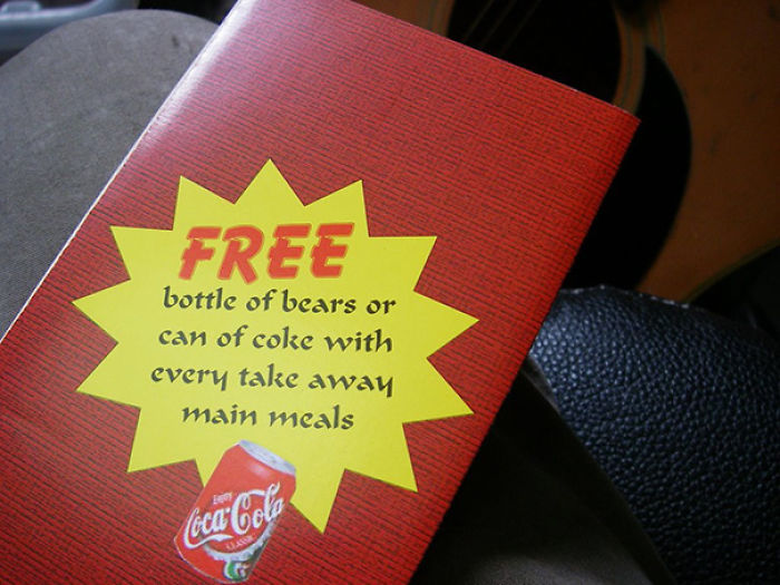 Funny menu translation fail offering a "bottle of bears" with meal purchase.