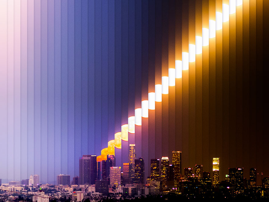 11 Photos Taken Over 28 Minutes Show The Moon Rising Over LA