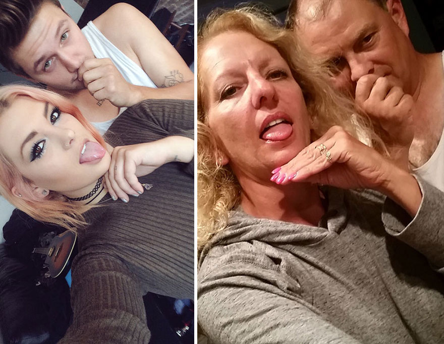 Parents Troll Daughter and Boyfriend by Recreating Their Facebook Selfies