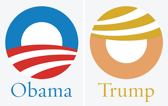 Just Noticed How Well The Obama Logo Works For Trump With Some Simple Color Changes And Rotation