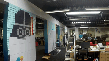 Workers Use 3,579 Post-It Notes To Turn Boring Office Walls Into Star Wars Murals