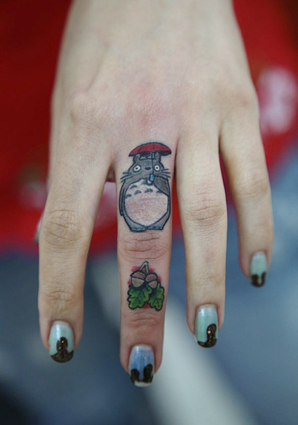 Totoro Finger Tattoo