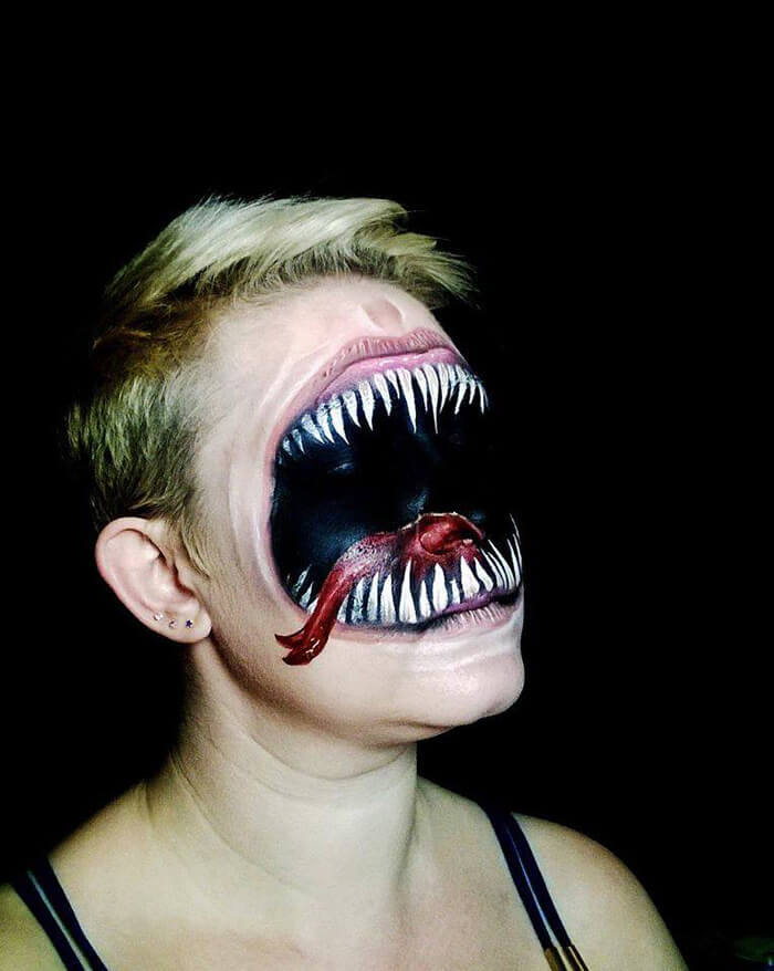 Self-Taught Artist Paints Terrifying Monsters On Faces  Bored Panda