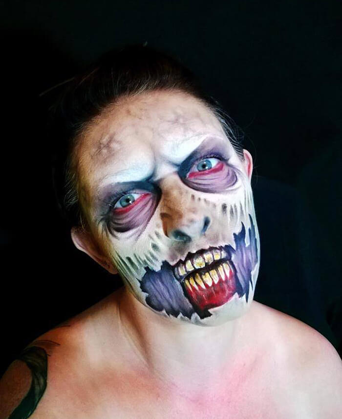 Self-Taught Artist Paints Terrifying Monsters On Faces