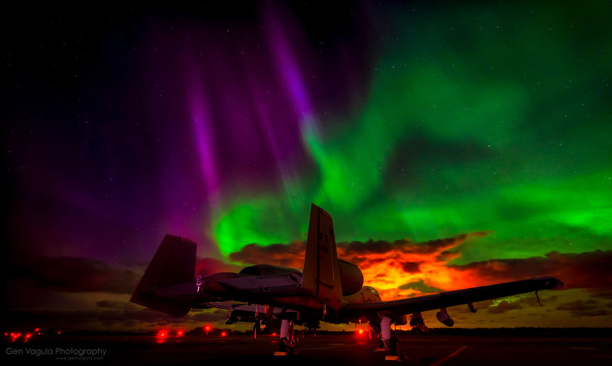 A-10 Warthogs Under The Aurora Borealis In Estonia