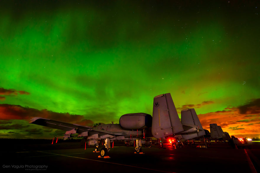A-10 Warthogs Under The Aurora Borealis In Estonia