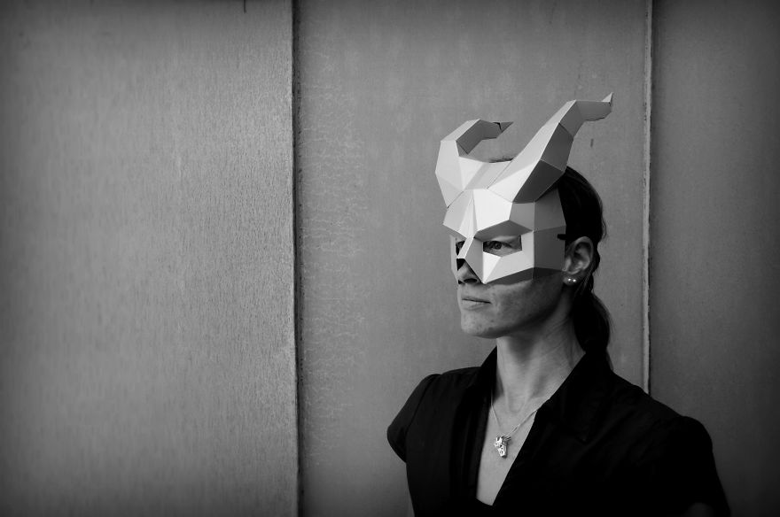 DIY Geometric Paper Masks For Halloween