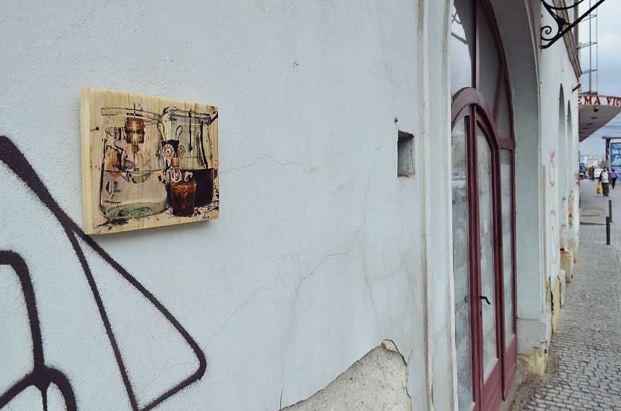 I Hang Woodprints Around Cluj, Romania For People To Find And Take Home