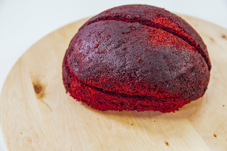 How To Make A Red Velvet Brain Cake For Halloween