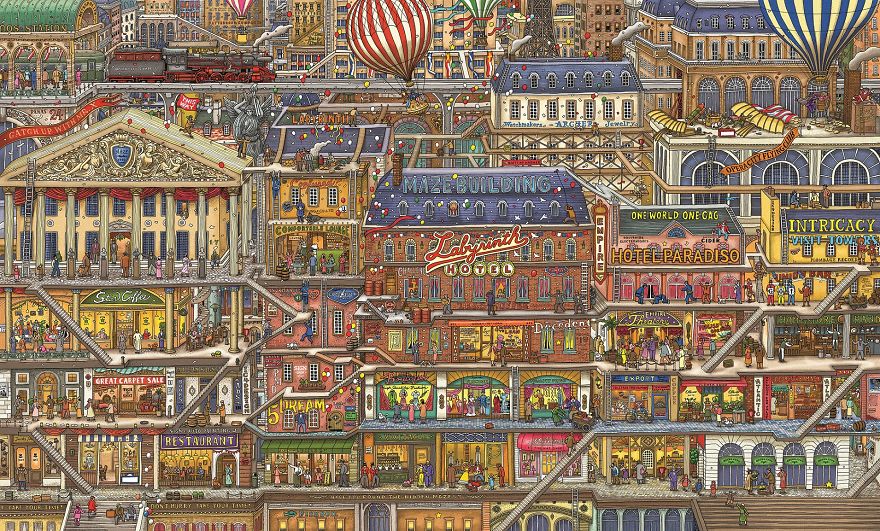Illustrator Creates Book Of Mind-blowing Cityscapes With Hidden Mazes, Sells 25,000 Copies!