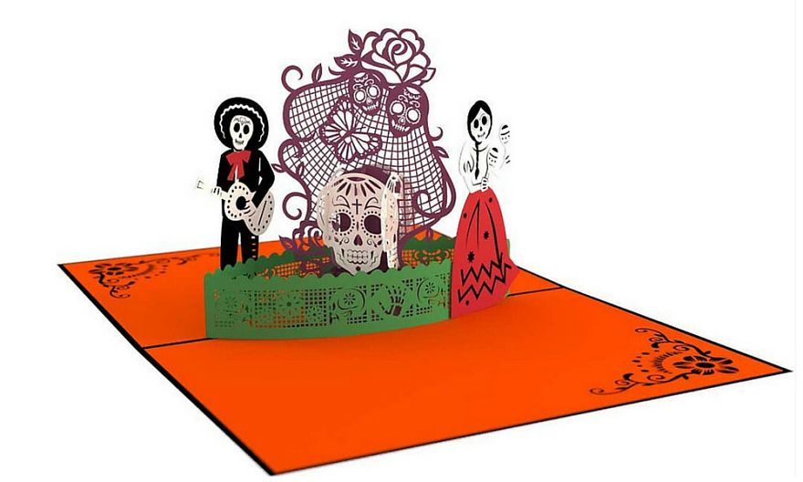 Colorful Day Of The Dead Pop Up Card